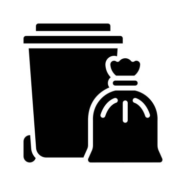 Çöp ve Çöp Simgesi, vektör illüstrasyonu basit tasarım