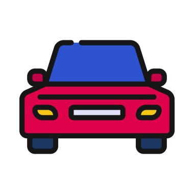 Araba Önü Görünümü ikon vektör illüstrasyonu