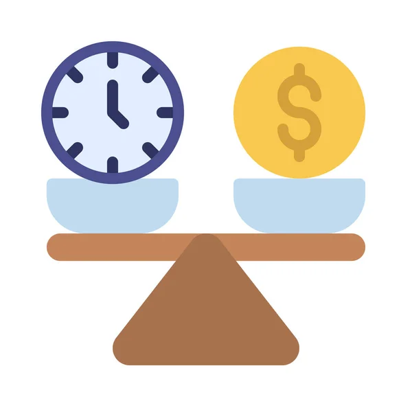 Tempo Dinheiro Escalas Web Ícone Vetor Ilustração — Vetor de Stock