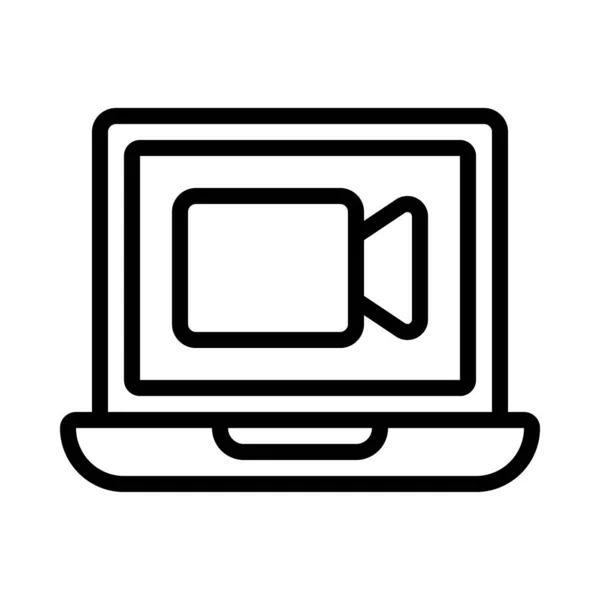 Laptop Videoanruf Symbol Vektorillustration — Stockvektor