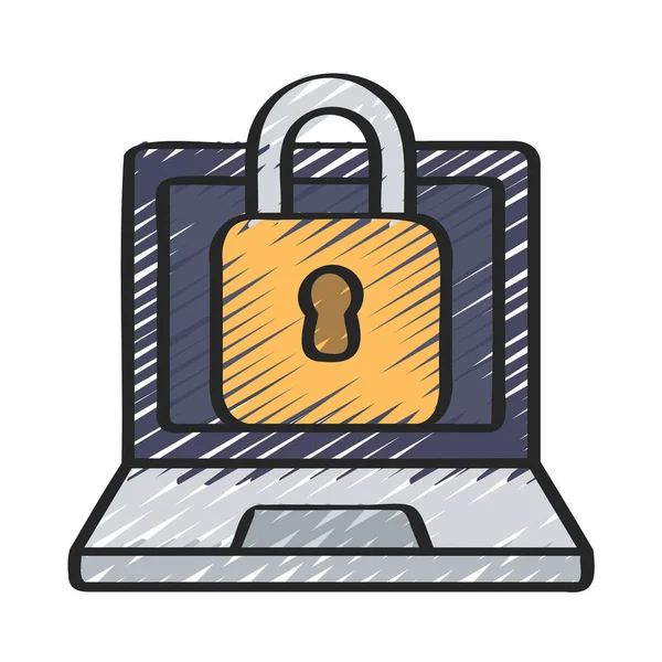 Laptop Kilit simgesi, vektör illüstrasyonu 