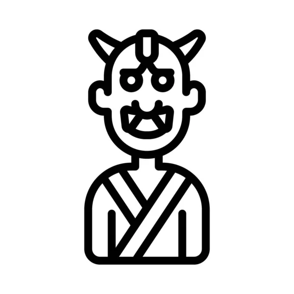 Maschera Demoniaca Ninja Icona Web Vettoriale Illustrazione — Vettoriale Stock