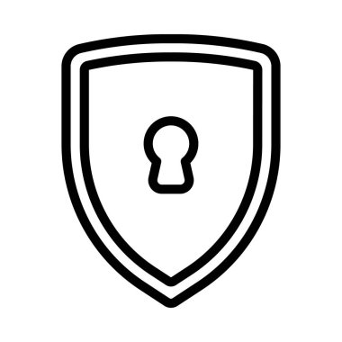 Anahtar deliği olan kalkan basit simge, vektör illüstrasyonu