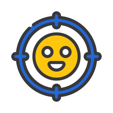 Happy Target web simgesi düz tasarım, vektör illüstrasyonu                         