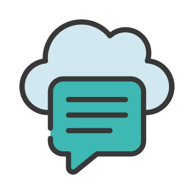 Bulut İleti Simgesi, Vektör İllüstrasyonu  