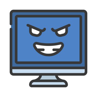 Şeytani Bilgisayar Web simgesi vektör illüstrasyonu