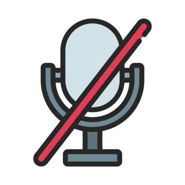 Sessiz Mikrofon simgesi, vektör illüstrasyonu 