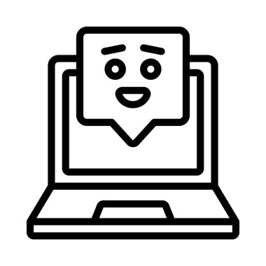 Happy Face Laptop simgesi, vektör illüstrasyonu 