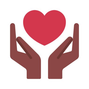 Bağış konsepti. Kalp Eller simgesini beyaz arkaplanda izole et 