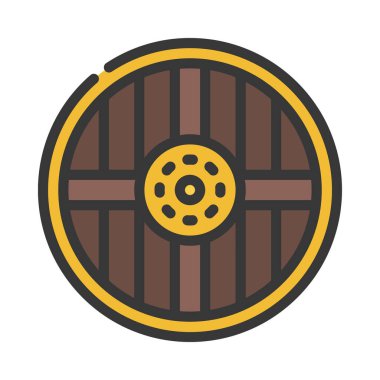 ahşap kalkan basit simgesi, vektör illüstrasyonu