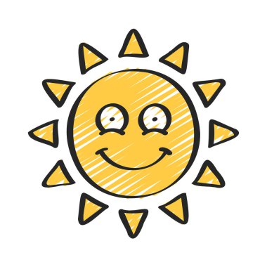 Happy Face Sun simgesi, vektör illüstrasyonu basit tasarım
