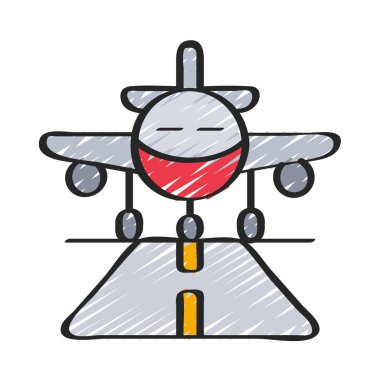 Uçak İniş simgesi, vektör illüstrasyonu