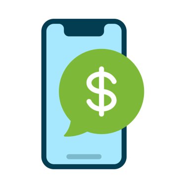 Para İleti Mobil simgesi, vektör illüstrasyonu  