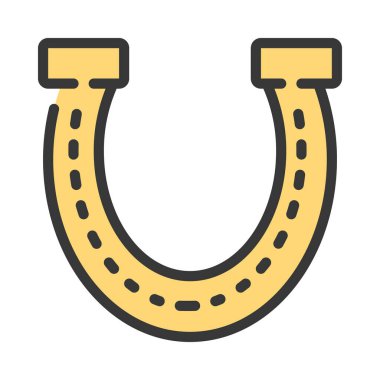 Şanslı At Nalı web simgesi düz tasarım, vektör illüstrasyonu