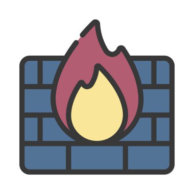 Firewall Web simgesi vektör çizimi
