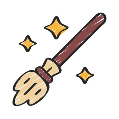  Cadılar Süpürge Web simgesi vektör illüstrasyonu