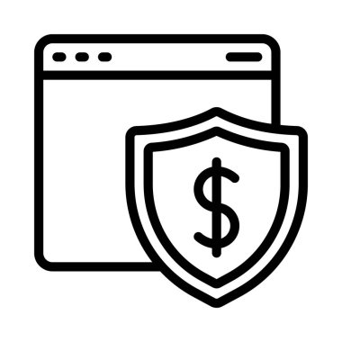 Web sitesi Para Koruma simgesi, vektör illüstrasyonu