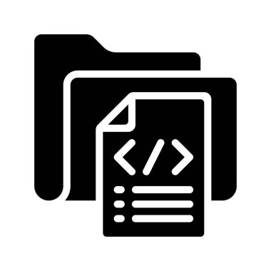 Kod Dosya Dizini simgesi, vektör illüstrasyonu 