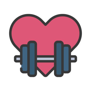 Spor salonu aşk simgesi, vektör illüstrasyonu