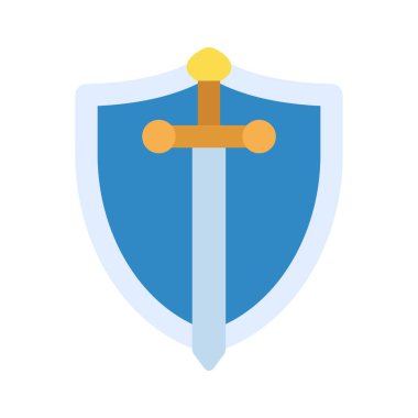 kalkan ve kılıç basit simge, vektör illüstrasyonu