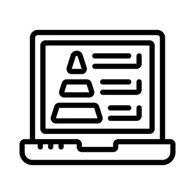 Laptop Piramit Grafiği simgesi, vektör illüstrasyonu 