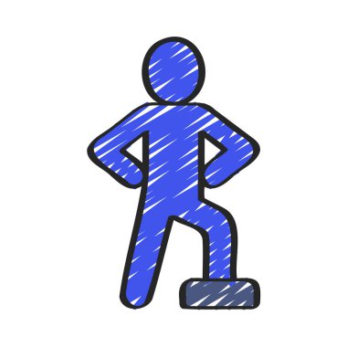 Gururlu kişi Adım simgesinde düz tasarım, vektör illüstrasyonu