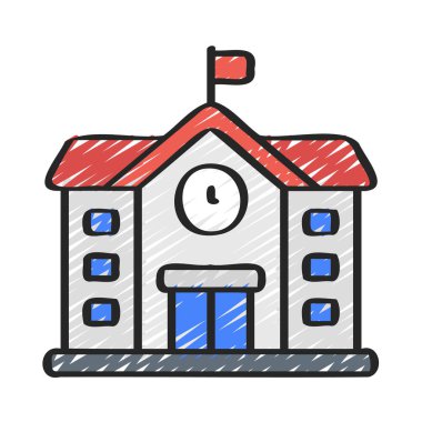 okul binası ikon vektör illüstrasyonu            