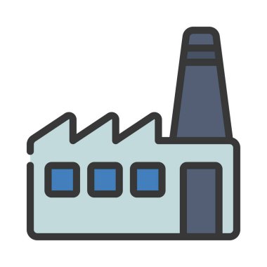 Fabrika düz simgesi, vektör illüstrasyonu 