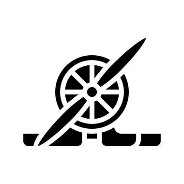 Uçak ikonu vektör çizimi. Tek Motorlu Uçak       