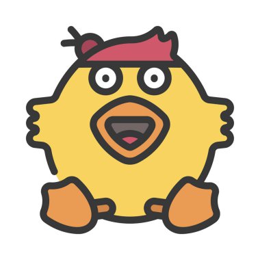 şirin tavuk simgesi, vektör illüstrasyonu