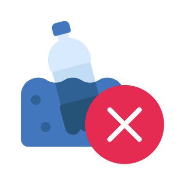 Okyanus kirleten düz simge yok, vektör illüstrasyonu 