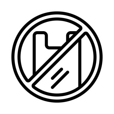 plastik torba simgesi yok, vektör illüstrasyonu basit tasarım