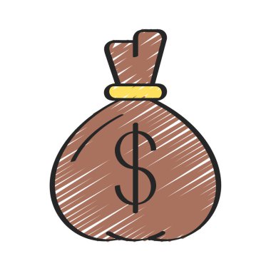 Dolar işareti simgesi olan para çantası, vektör illüstrasyonu 