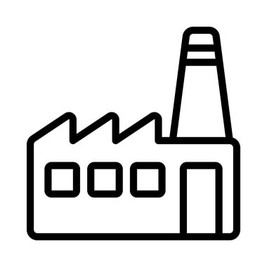 Fabrika düz simgesi, vektör illüstrasyonu 