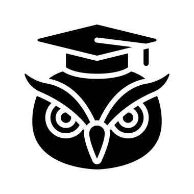 bilge baykuş düz simgesi, vektör illüstrasyonu 