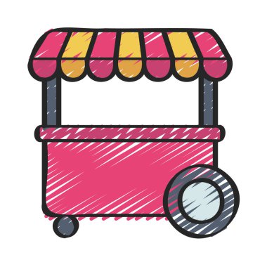 Food Cart web simgesi vektör illüstrasyonu