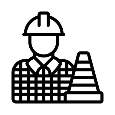 İnşaat Müdürü Web simgesi düz tasarım, vektör illüstrasyonu