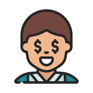 Açgözlü web simgesi vektör illüstrasyonu