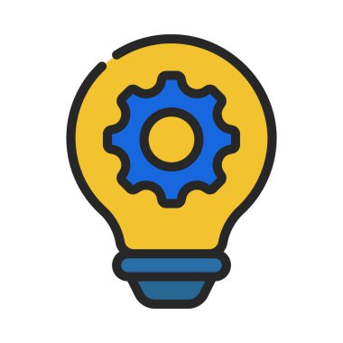 Dişli simgesi, vektör illüstrasyonlu yenilik ampulü