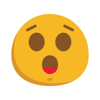 Şok olmuş emoji düz stil duygu simgesi                        