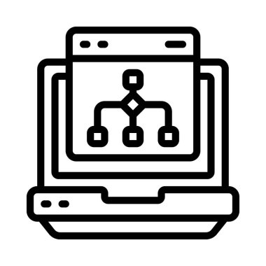 Laptop Algoritma simgesi, vektör illüstrasyonu 