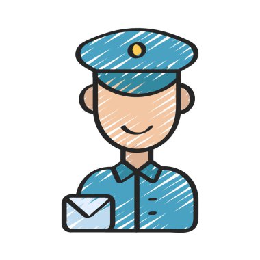 Postal Worker web simgesi vektör illüstrasyonu