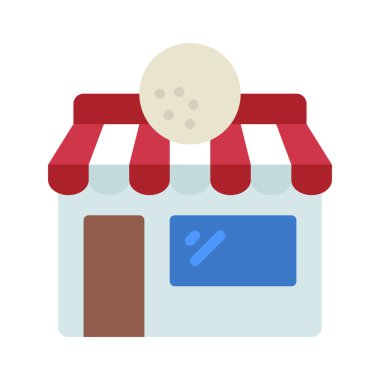 Golf dükkanı düz simgesi, vektör illüstrasyonu