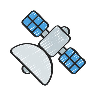 Uzay Uydusu Sinyal simgesi, vektör illüstrasyonu  