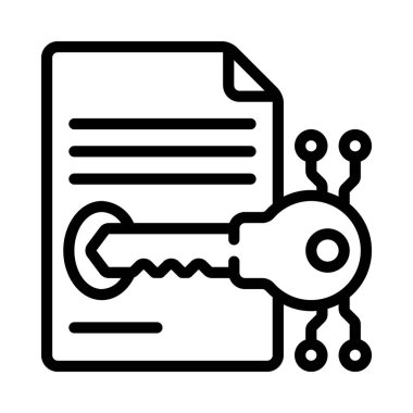 Belge Anahtar simgesi, vektör illüstrasyonu 