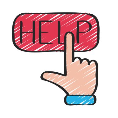 Yardım Düğmesi Web simgesi vektör ilüstrasyonuna bas