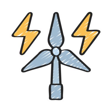 Rüzgar güç türbini. Web simgesi basit illüstrasyon         