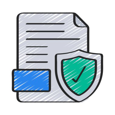 Belge Koruma simgesi, vektör illüstrasyonu 