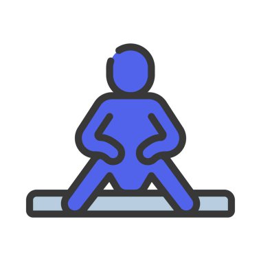 Curb simgesinde oturan kişi düz tasarım, vektör illüstrasyonu