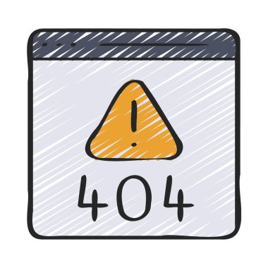404 Web Sitesi Hata İşareti, Vektör İllüstrasyonu 